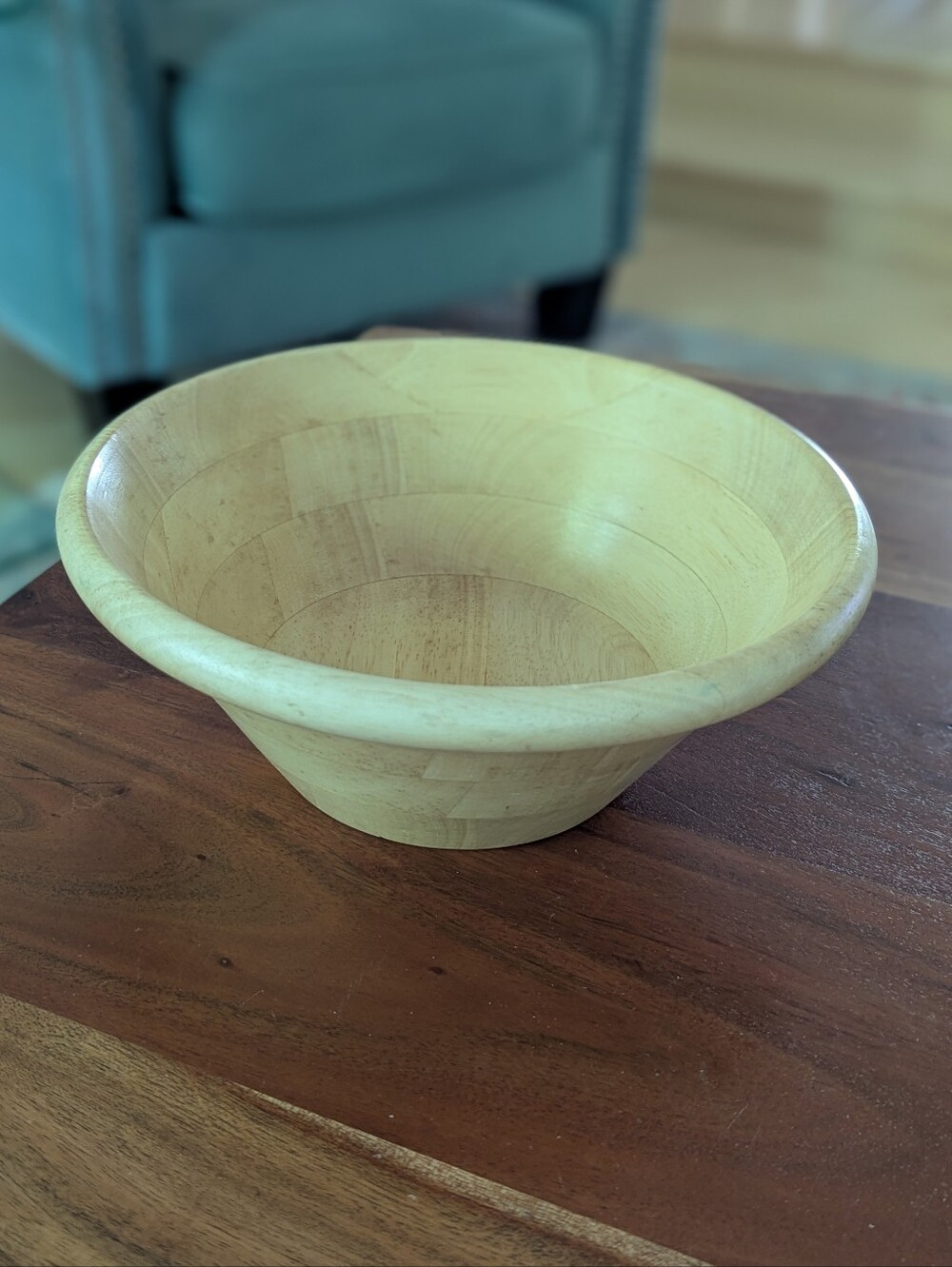 Wooden Bowl Light Tan Fruit Bowl by Il Mulino New York Light Weight 9.75 Inches